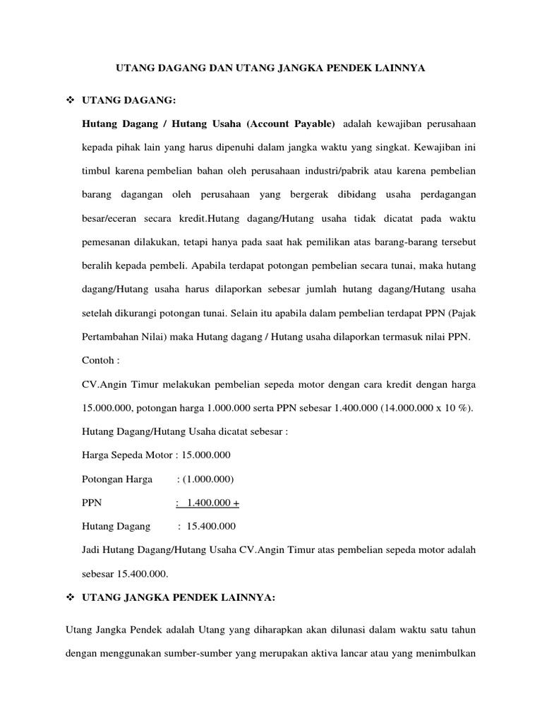 Utang Dagang dan Jangka Pendek | PDF