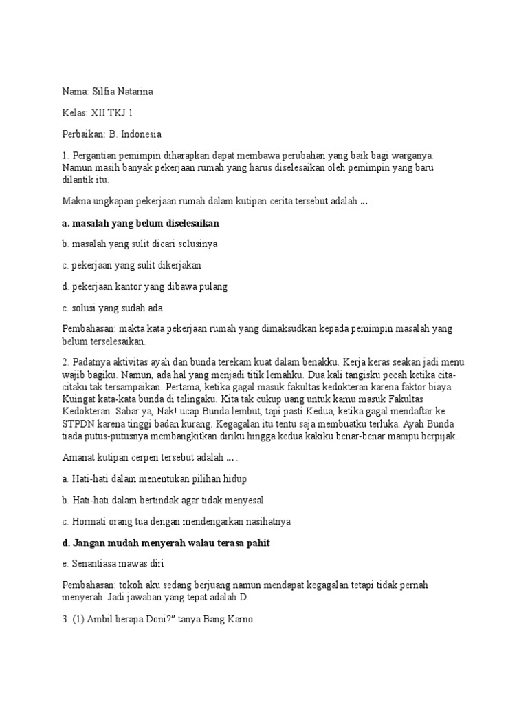 Soal Remedial B Indonesia Silfia