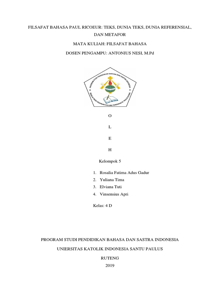 Filsafat Bahasa Paul Ricoeur: Teks dan Metafor | PDF | Seni & Disiplin ...