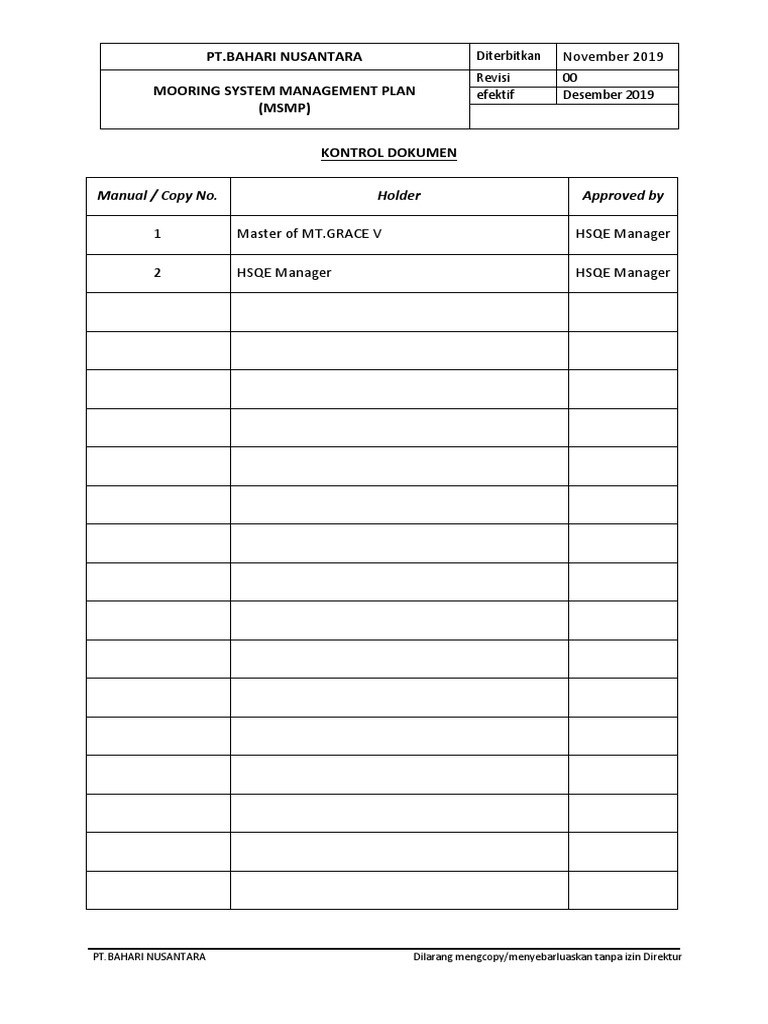 Mooring Management Plan Oil Tanker Rope