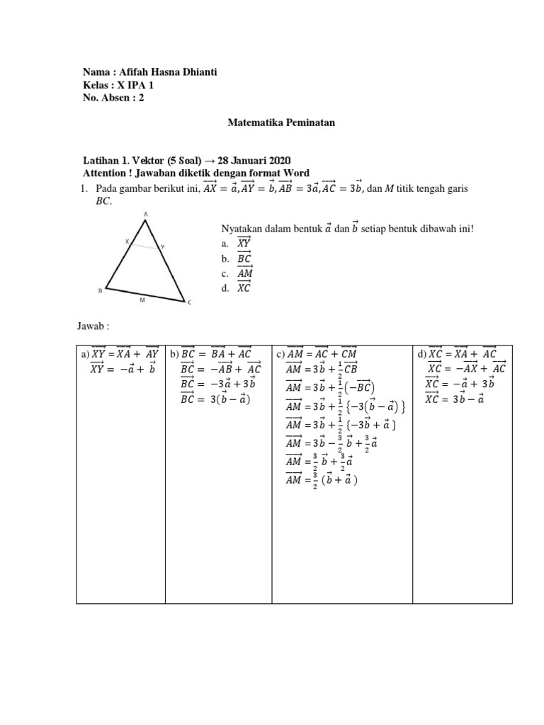 Pembahasan Latihan Hots Vektor Matematika Peminatan Kelas X