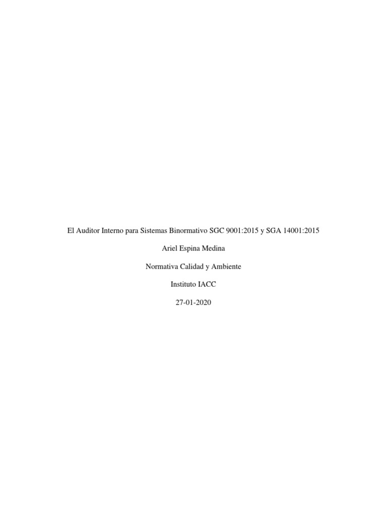 Auditoría Interna ISO 9001 y 14001 | PDF | Auditoría | Contralor