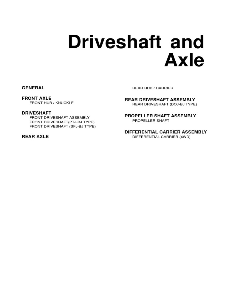 Driveshaft and Axle Assembly Guide | PDF | Axle | Four Wheel Drive