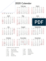 2020 Calendar