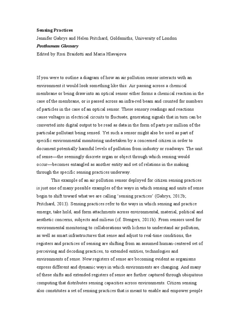 Rethinking Sensing as Practice A Posthuman Perspective on