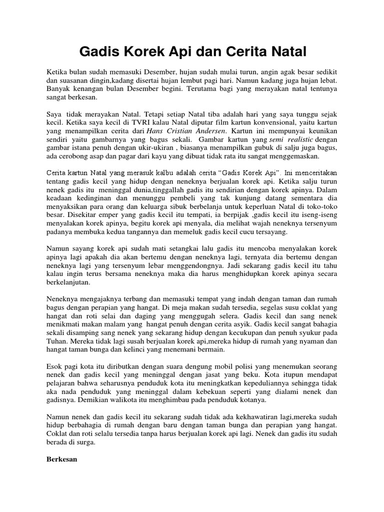 Gadis Korek Api Dan Cerita Natal | PDF