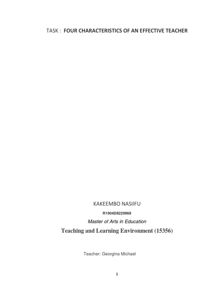 Characteristics of An Effective Teacher PDF | PDF | Teachers | Lesson Plan