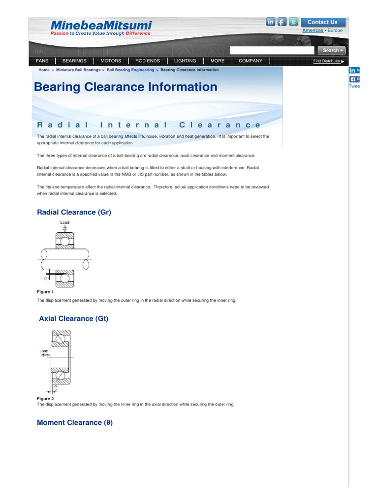 Bearing Clearance Information PDF Engineering Tolerance Bearing
