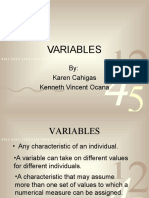 Variables: By: Karen Cahigas Kenneth Vincent Ocana