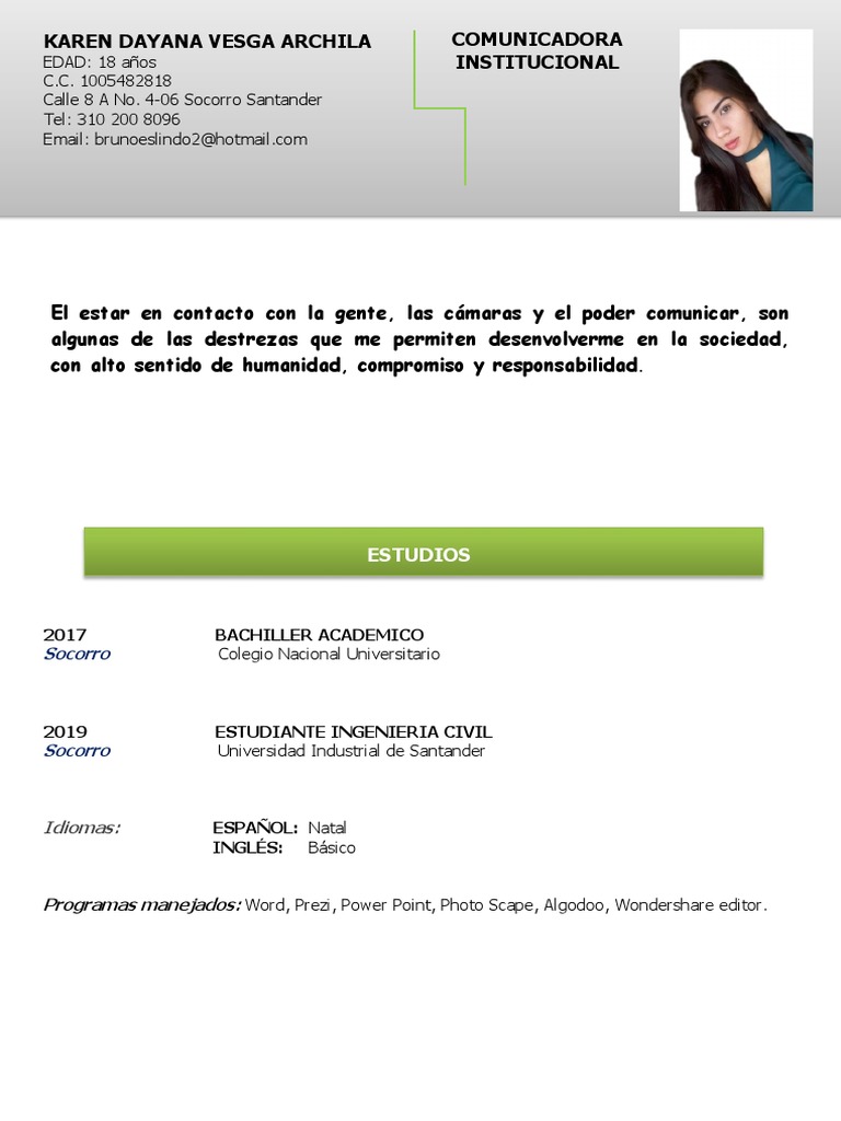 Perfil Profesional de Karen Dayana Vesga | PDF | Deportes | Ocio
