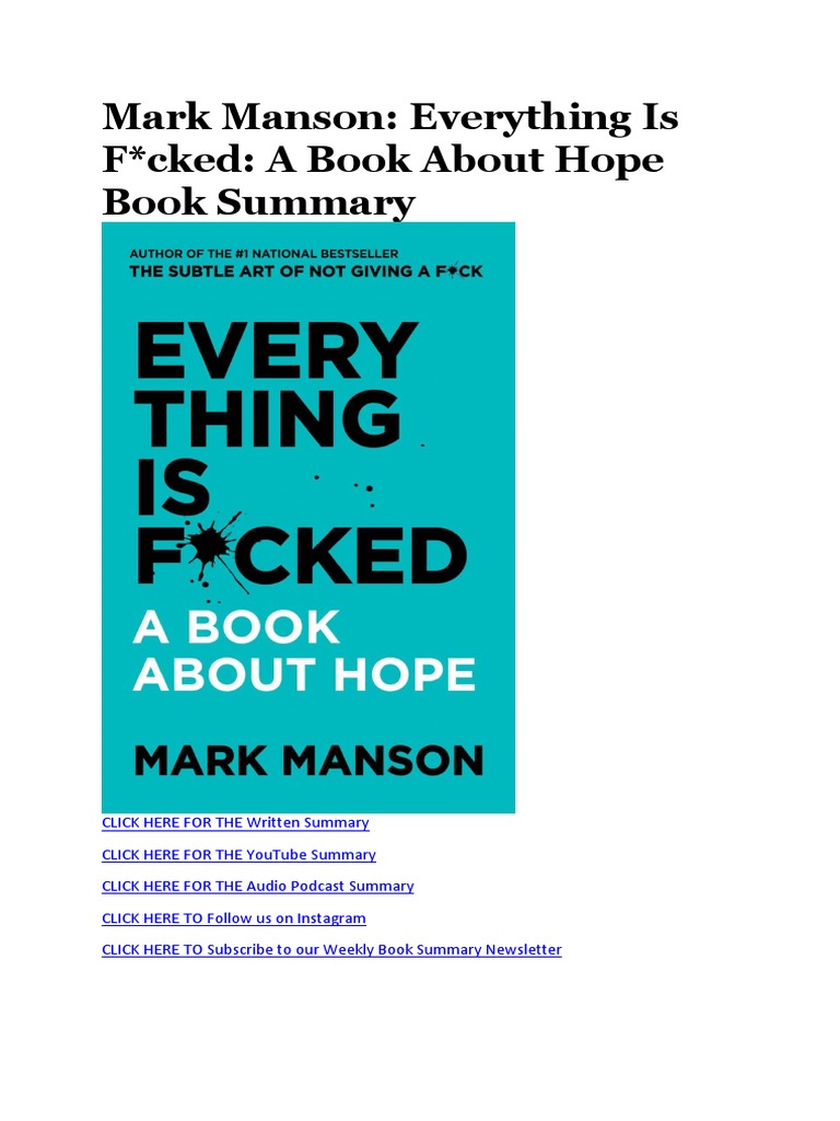 410 Everything Is Fucked By Mark Manson Pdf Pdf Feeling Thought
