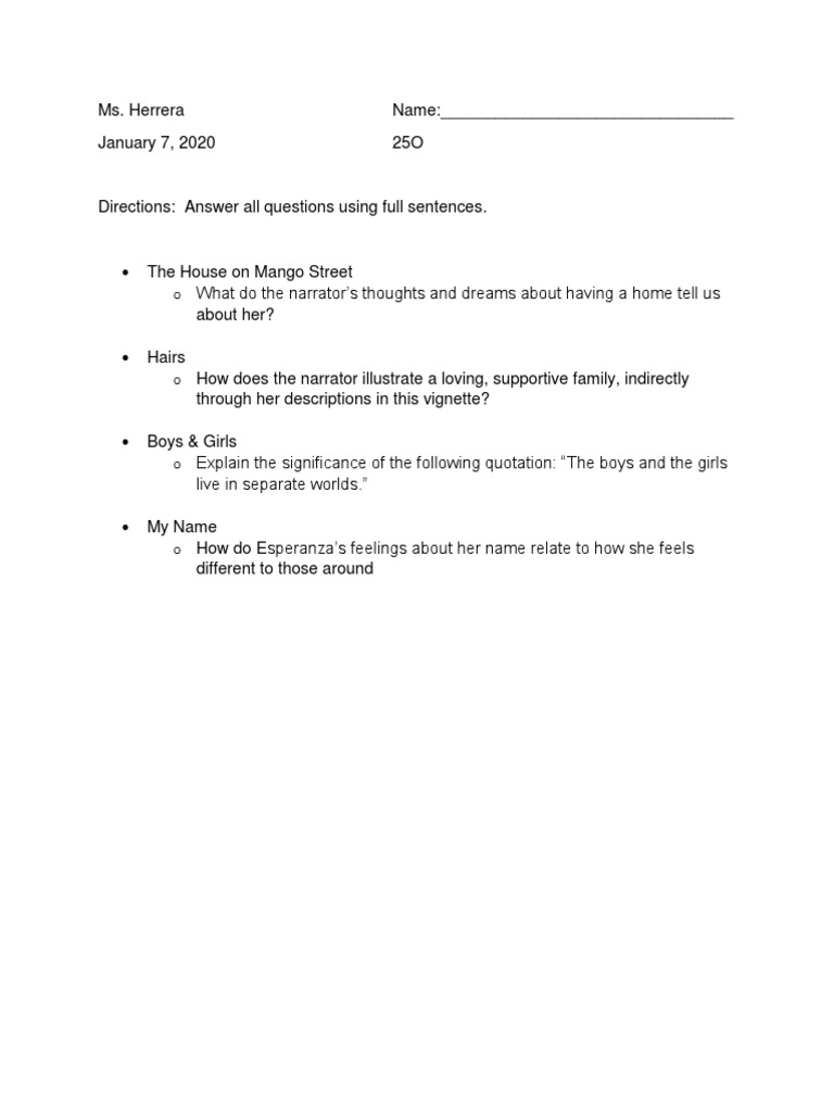 Vignette 1-4 Questions | PDF