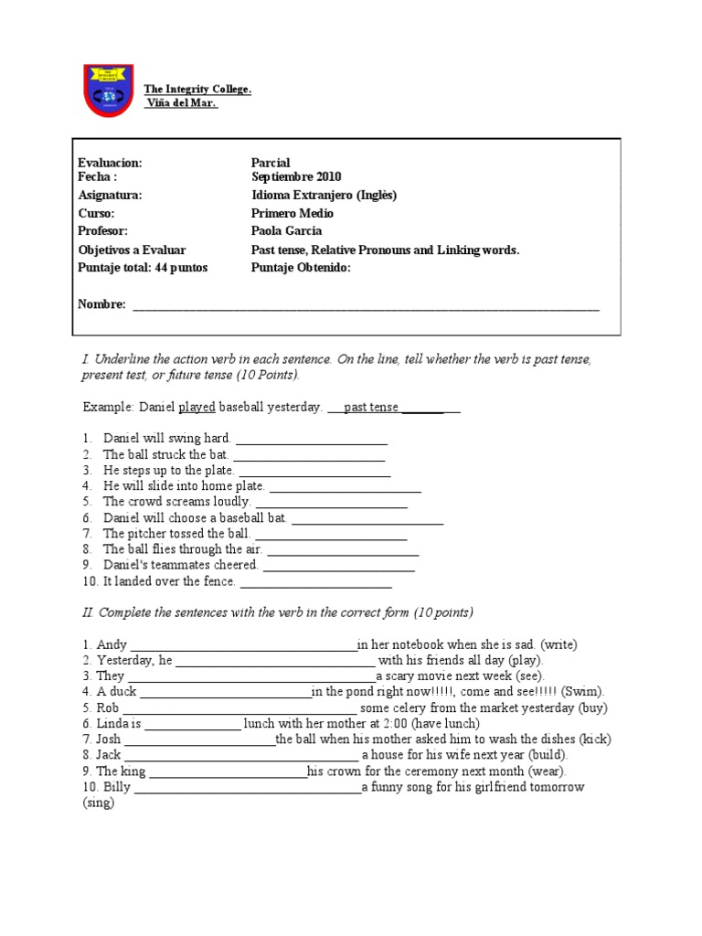 English Grammar Exercise Sheet | PDF | Verb | Morphology