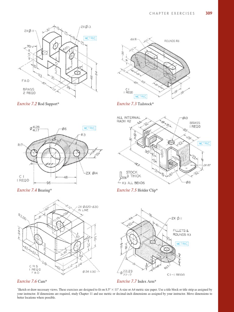 Engineering Drawing Exercises Guide | PDF | Equipment | Machines