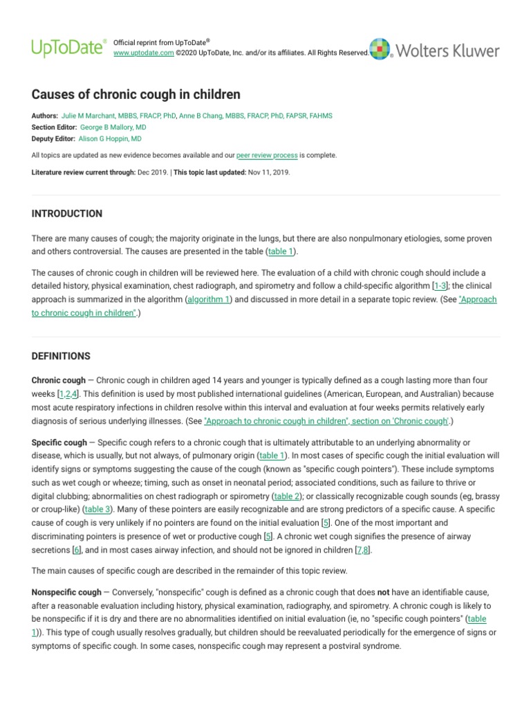 Causes of Chronic Cough in Children | PDF | Asthma | Cough