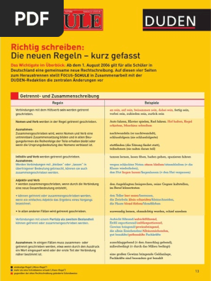 Duden. Richtig Schreiben Die Neuen Regeln - Kurz Gefasst PDF