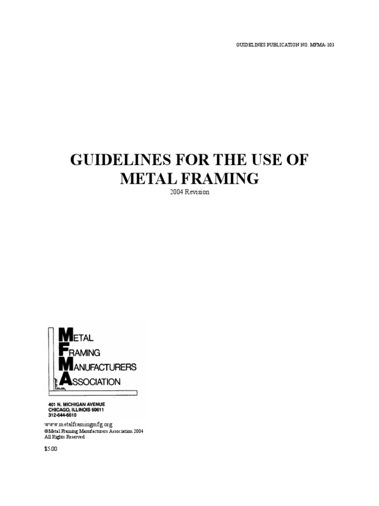 MFMA-103 Guidelines for Metal Framing | PDF | Beam (Structure) | Pipe ...