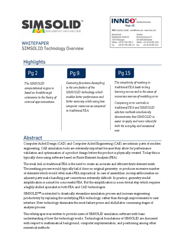 Simsolid Technology Overview Whitepaper | PDF | Finite Element Method ...