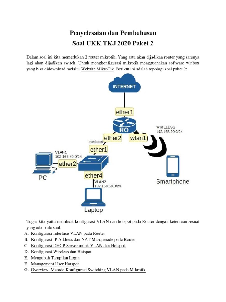 Penyelesaian dan Pembahasan Dalam soal ini kita memerlukan 2 router ...