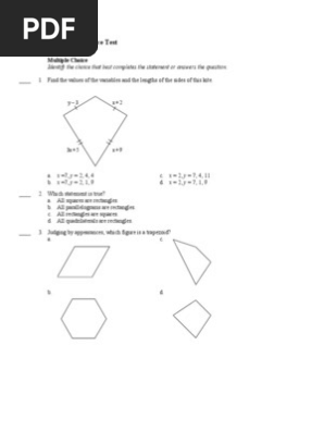 6 Practice Test Rectangle Geometric Shapes
