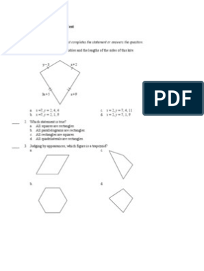 6 Practice Test Rectangle Geometric Shapes