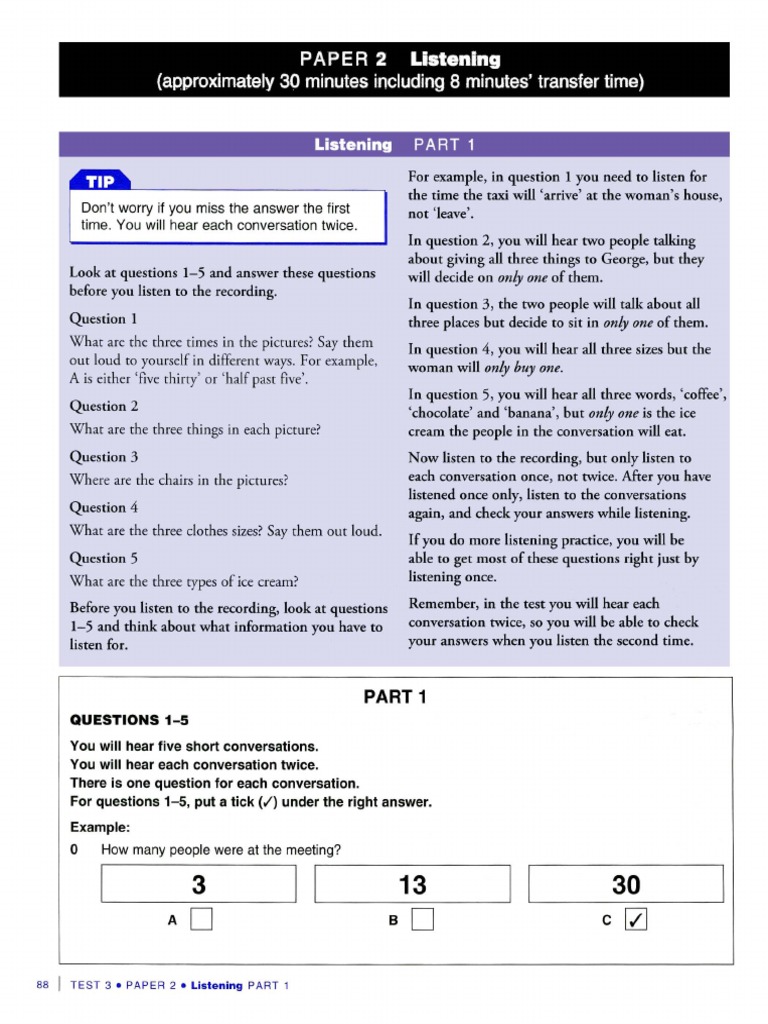 Ket Extra Test 3 Listening | PDF