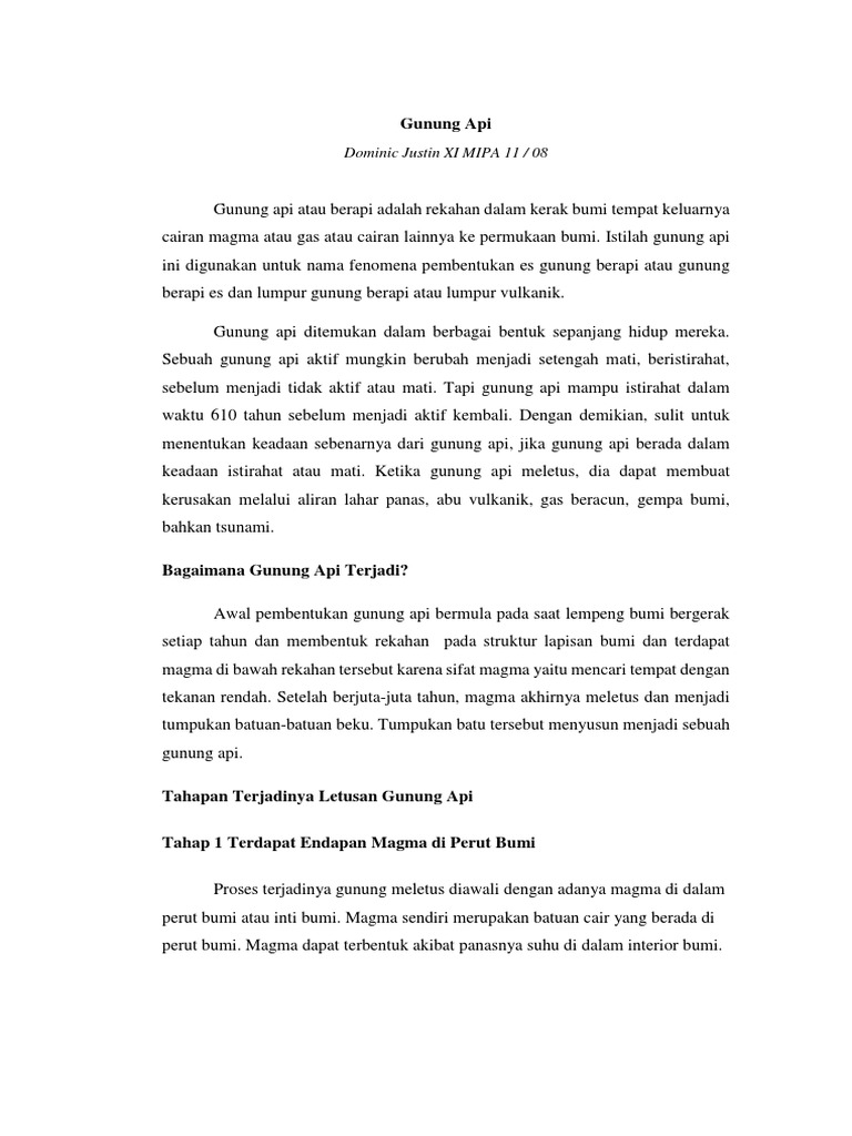 Proses Pembentukan dan Letusan Gunung Api | PDF