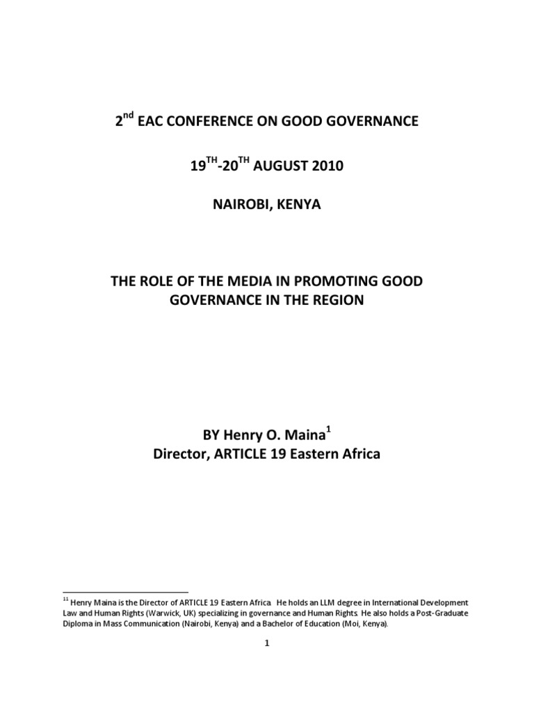 Media's Role in Good Governance | PDF | Governance | Empowerment