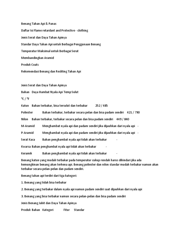 Benang Tahan Api | PDF