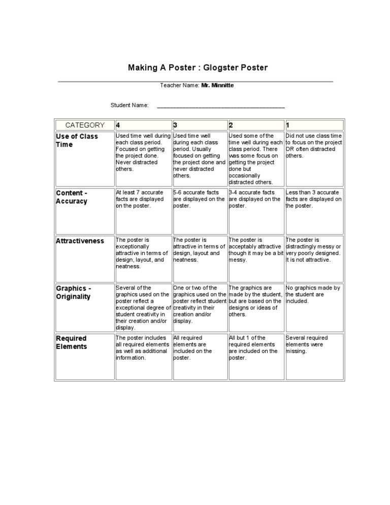 Glogster rubric book report 03 image