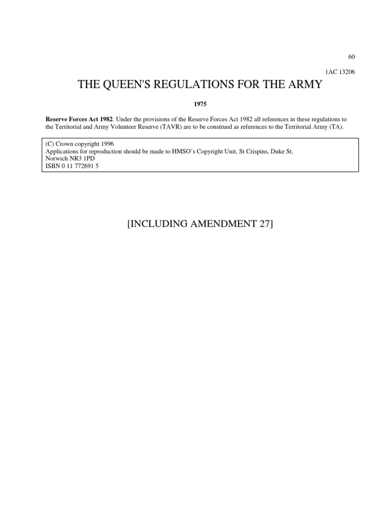 Queens Regulations Incl A27 PDF Court Martial Military Rank