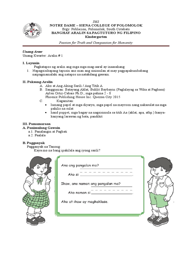 Kindergarten Lesson Plan PDF