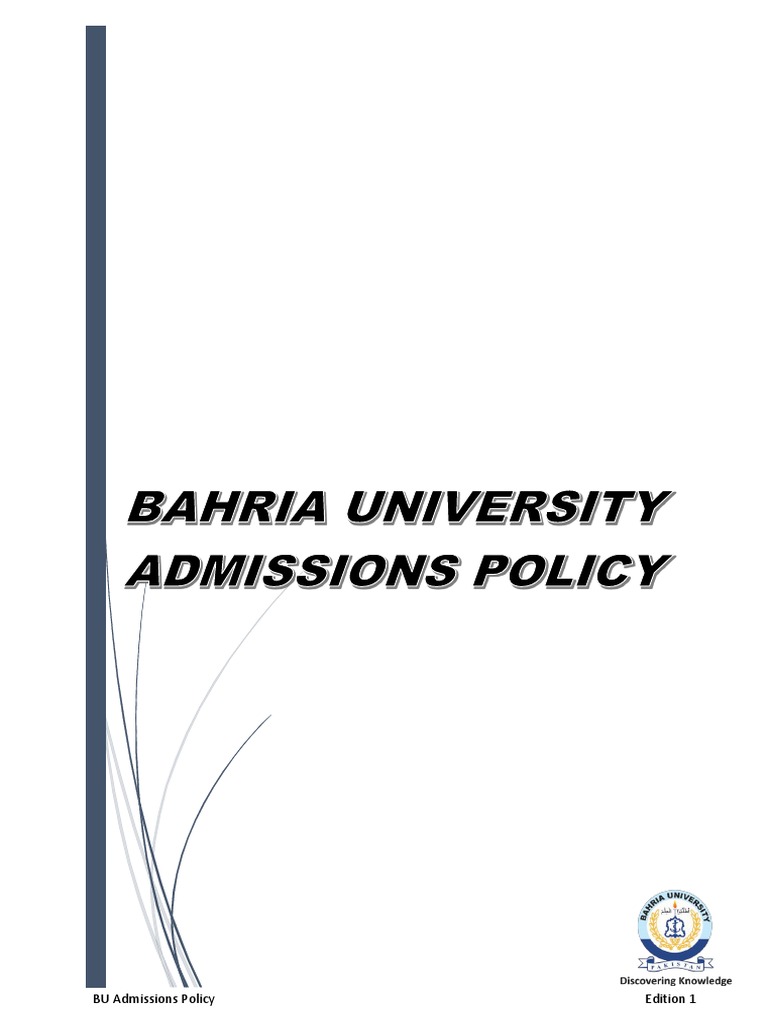 Bahria University Admissions Policy Overview | PDF | University And ...