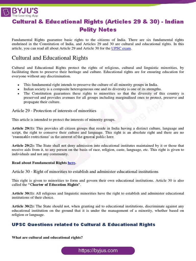 Cultural and Educational Rights Polity PDF Minority Group Applied Ethics