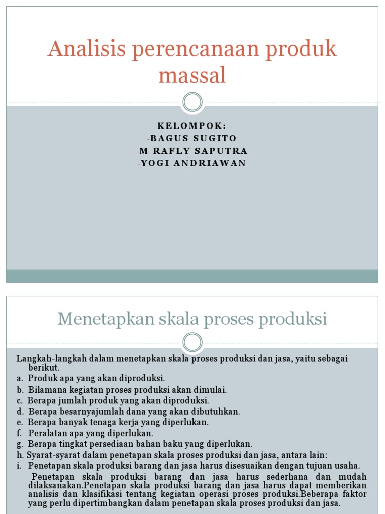 Analisis Perencanaan Produk Massal