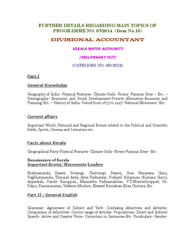 Det Syll Divisional Accountant Item No 19 | PDF | Bookkeeping | Onomastics