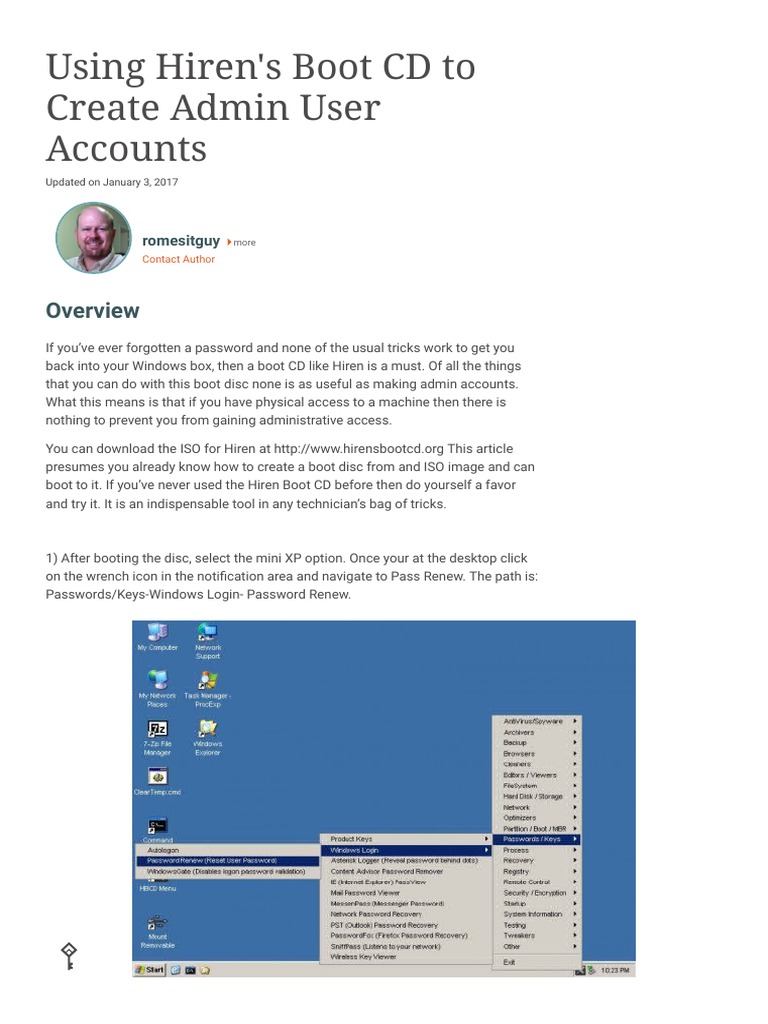 Create Admin User with Hiren's Boot CD | PDF | Password | System Software