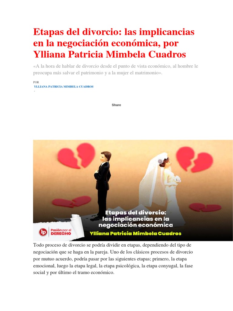 Etapas del divorcio y su impacto económico | PDF | Propiedad de la ...