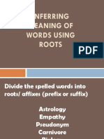 Inferring Meaning of Words Using Roots