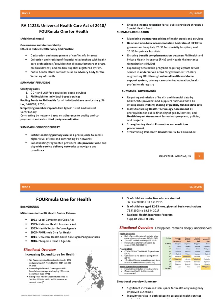 RA 11223: Universal Health Care Overview | PDF | Health Policy | Health ...