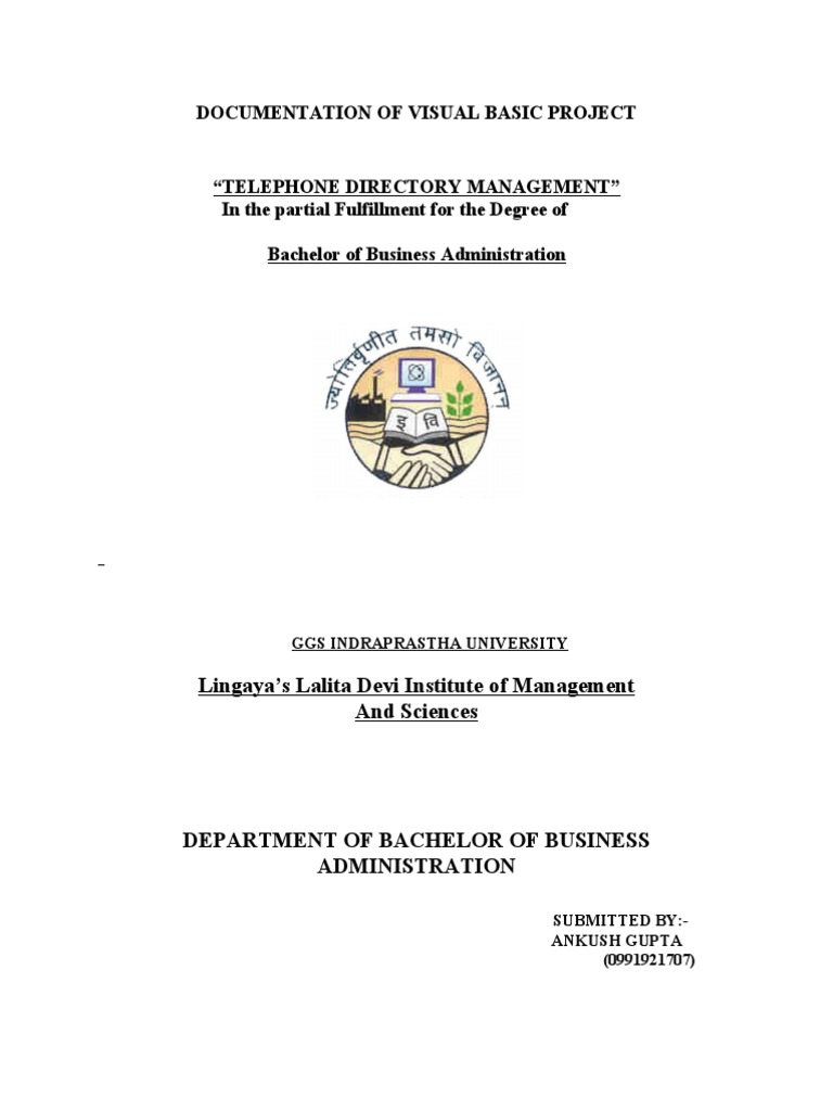 Documentation of a Visual Basic Project for Developing a Telephone