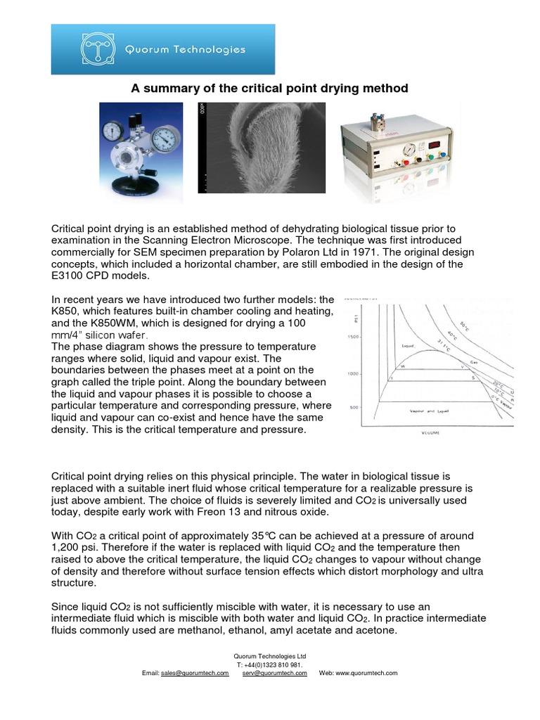 Critical Point Drying Techniques | PDF | Home & Garden | Science ...