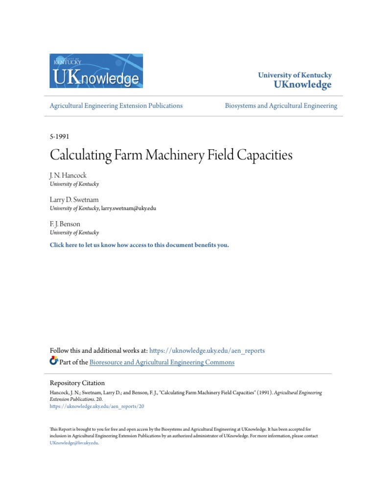 Calculating Field Capacities in Farming | PDF | Agriculture | Nature