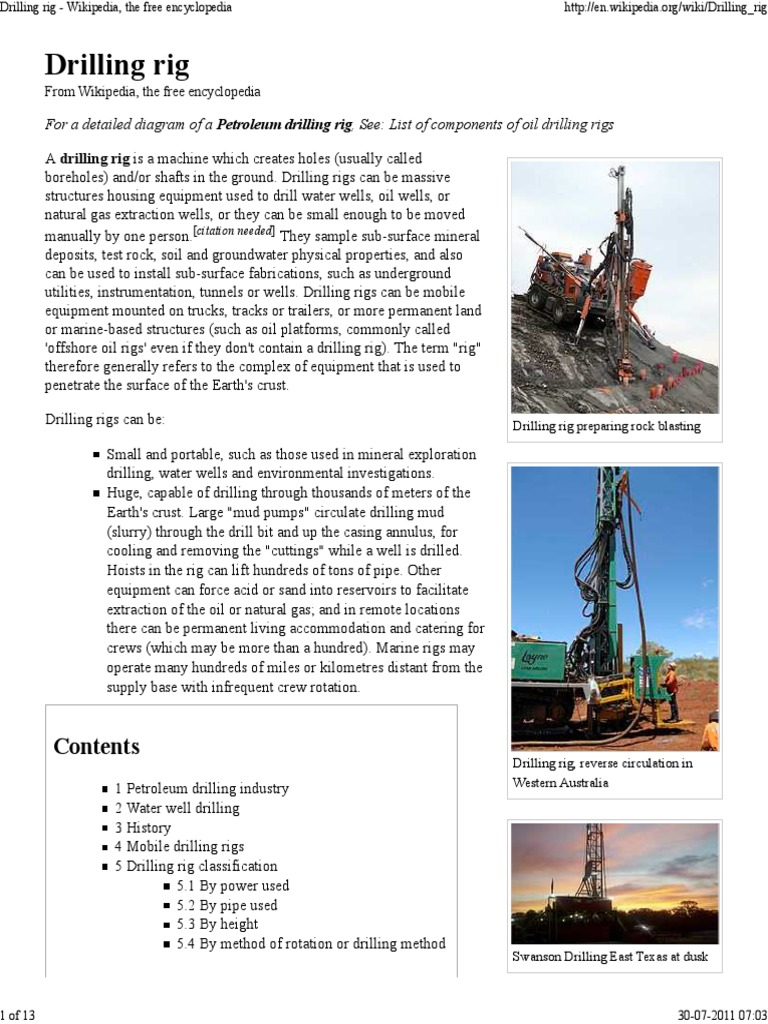 Drilling Rig - Wikipedia, The Free Encyclopedia | PDF | Drilling Rig ...
