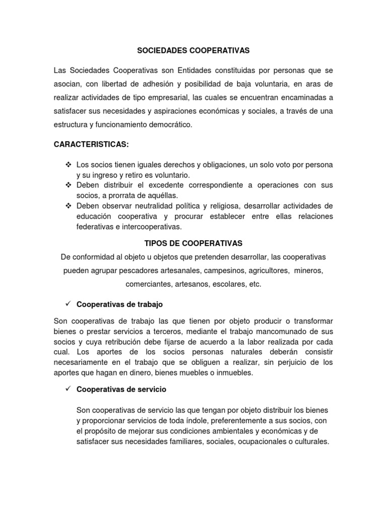 Fundamentos de las Sociedades Cooperativas | PDF | Cooperativa ...