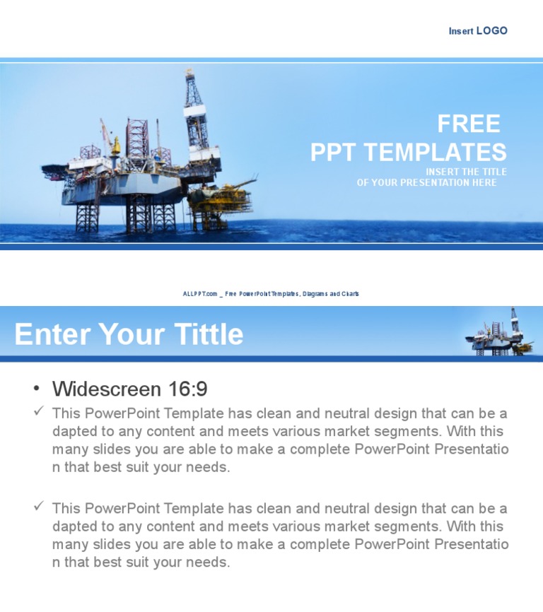 Offshore Jack Up Rig Industry PowerPoint Templates Widescreen | PDF