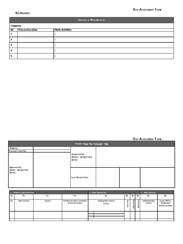 Risk Assessment Form | PDF | Risk Assessment | Risk