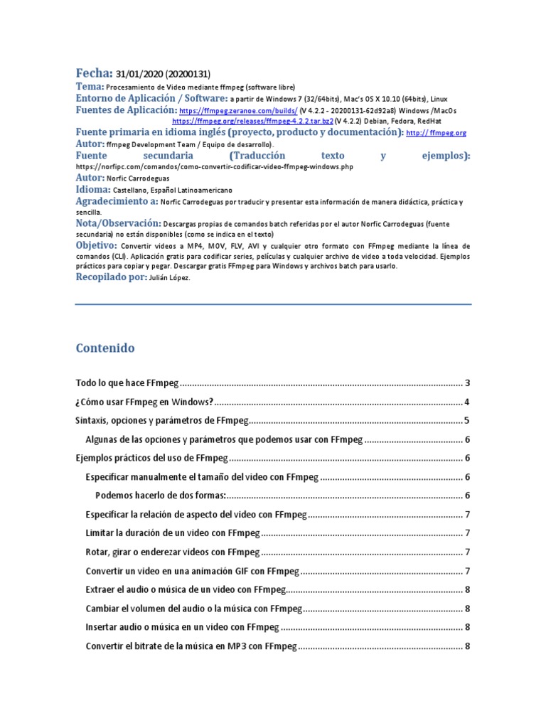 Procesamiento de Video con FFmpeg en Windows | PDF | Archivo de ...