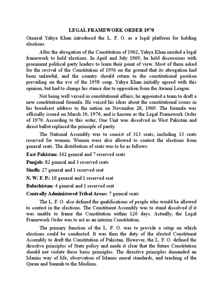 Legal Framework Order of 1970 Explained | PDF | Constitution | Sources ...