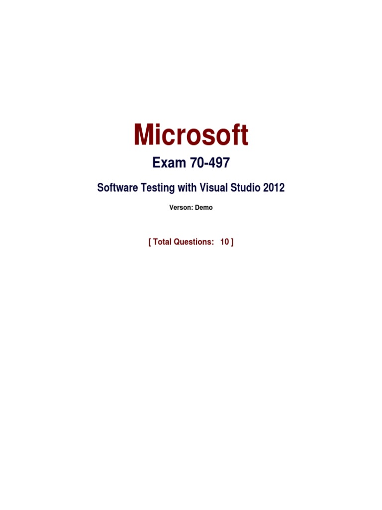 Microsoft 70-497 Exam: Visual Studio Testing | PDF | Microsoft Visual ...